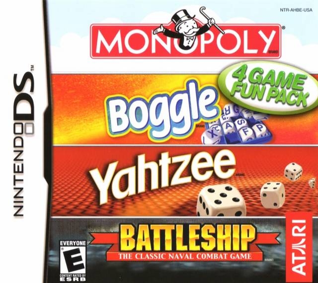 4 Game Fun Pack: Monopoly / Boggle / Yahtzee / Battleship